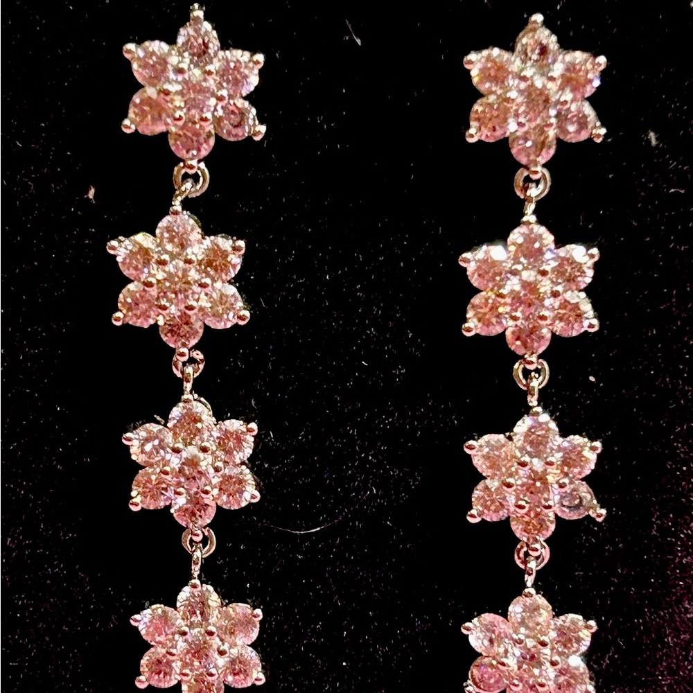 Dangly Rose Quartz Earrings - Picture 2 of 4